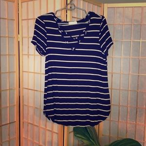 Cross front striped tee